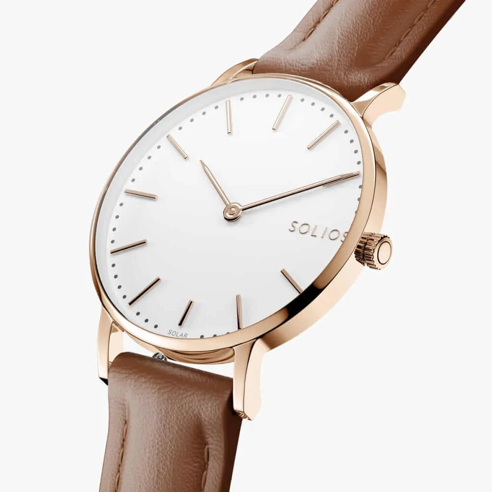 The Solar Classic | White Dial - Rose Gold Case