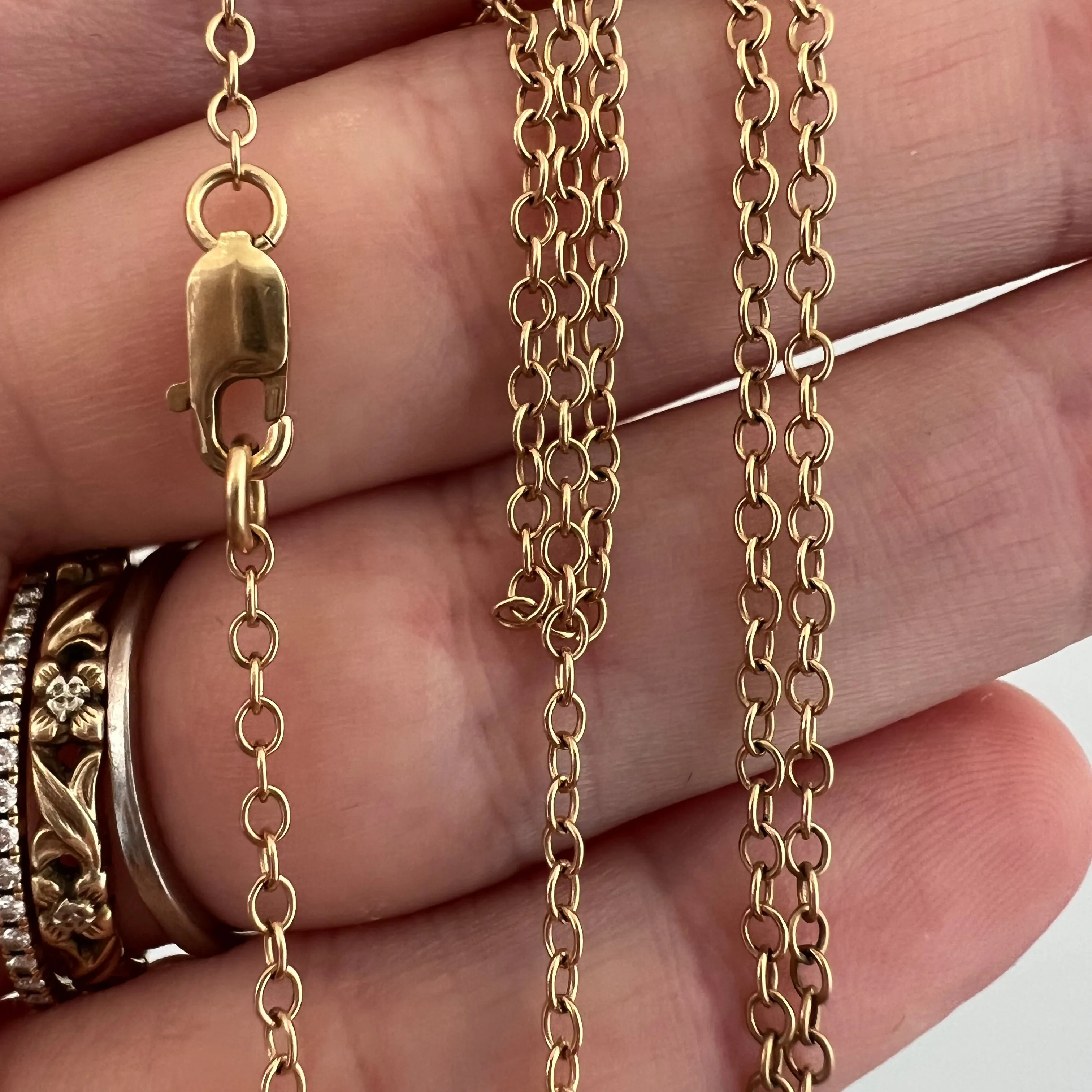 Vintage Dainty 14k Yellow Gold 1.5mm Cable Link Chain Necklace - Elegant 17 Fine Jewelry