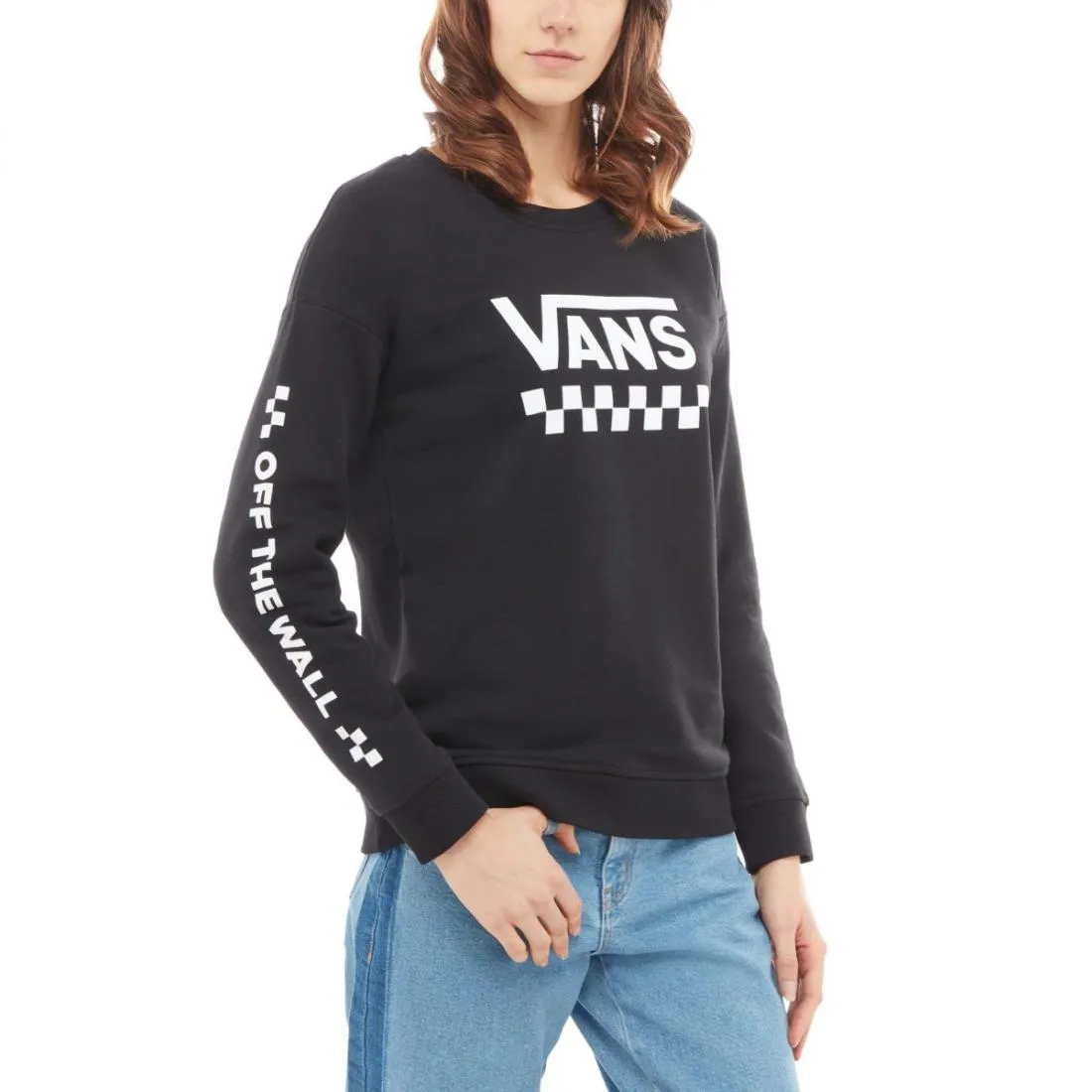 Vans crewneck sweatshirt with Too Much Fun Crew logo and writing on the arm VA3PBBFLK black