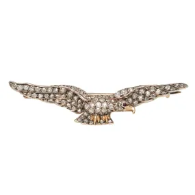 Victorian 18k/Sterling Diamond Eagle Pin