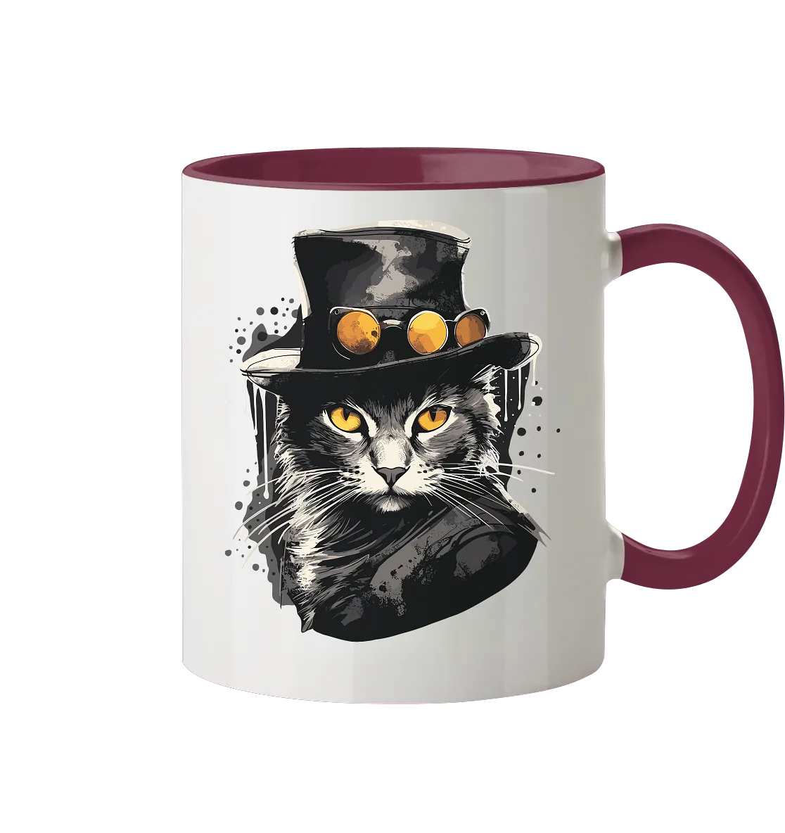 Zweifarbige Tasse mit Katzenmotiv "Bayou Cat"