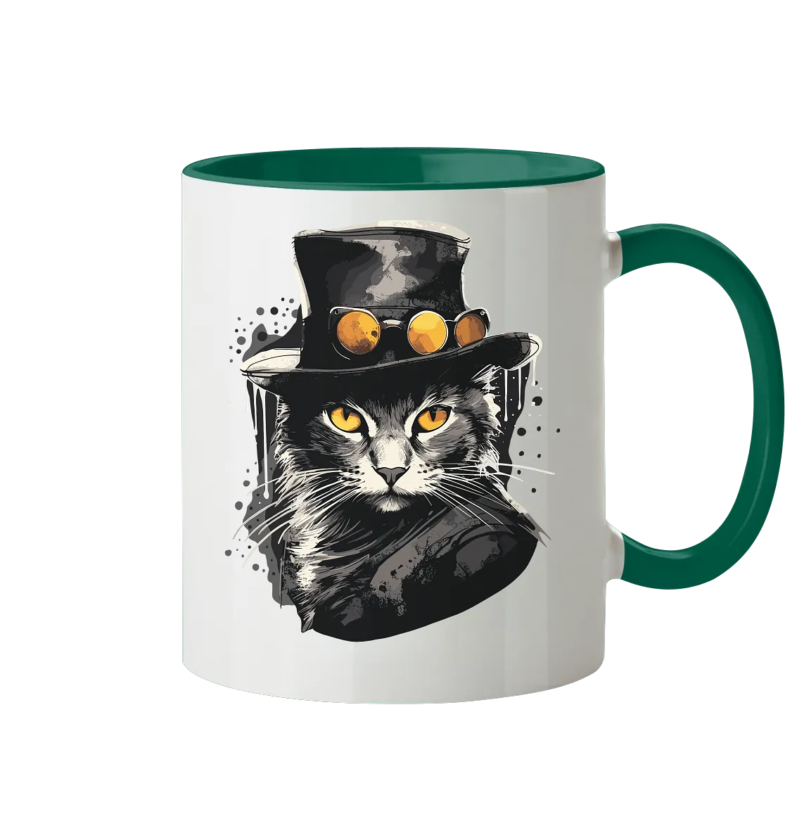 Zweifarbige Tasse mit Katzenmotiv "Bayou Cat"