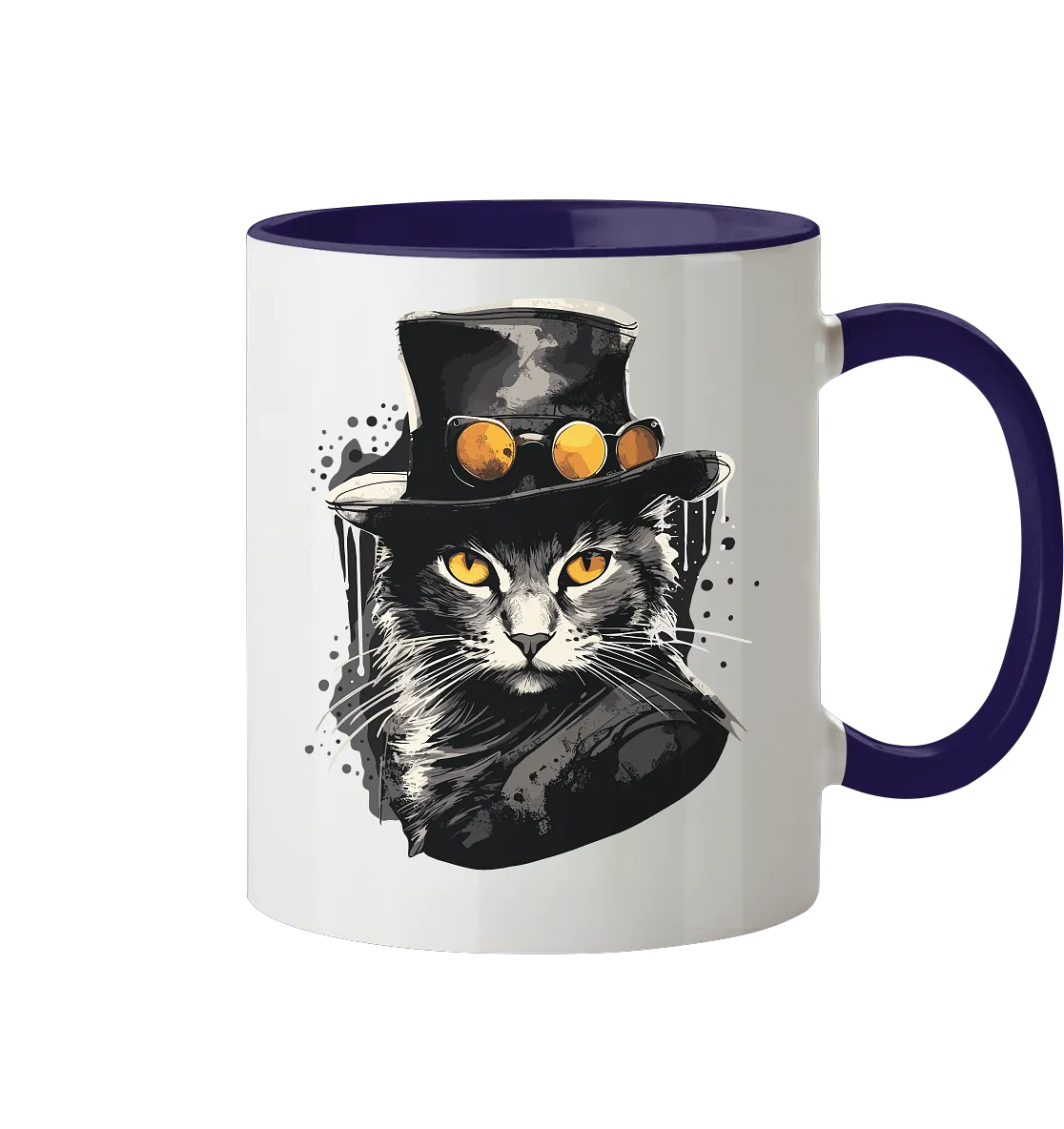 Zweifarbige Tasse mit Katzenmotiv "Bayou Cat"